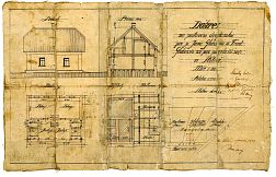 plán dvojdomku č.p. 116/117 (s podpisy starosty obce a stavební komise - prosinec 1921)